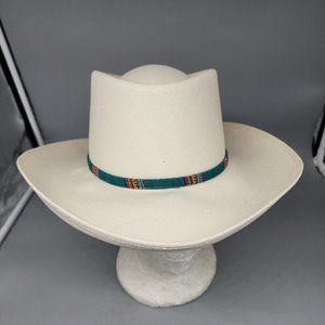 WRANGLER Straw Western Hat W/ Leather Band Sz. 6 7/8 Women’s  White